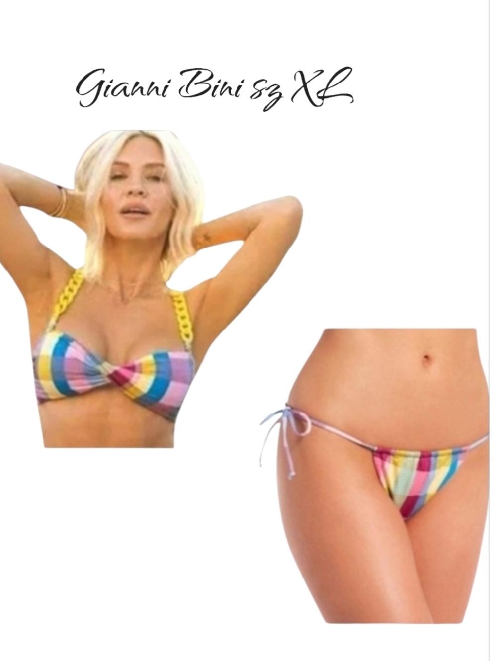 Gianni Bini x Jess Southern Plaid Twist Front Bikini Set XL NWT